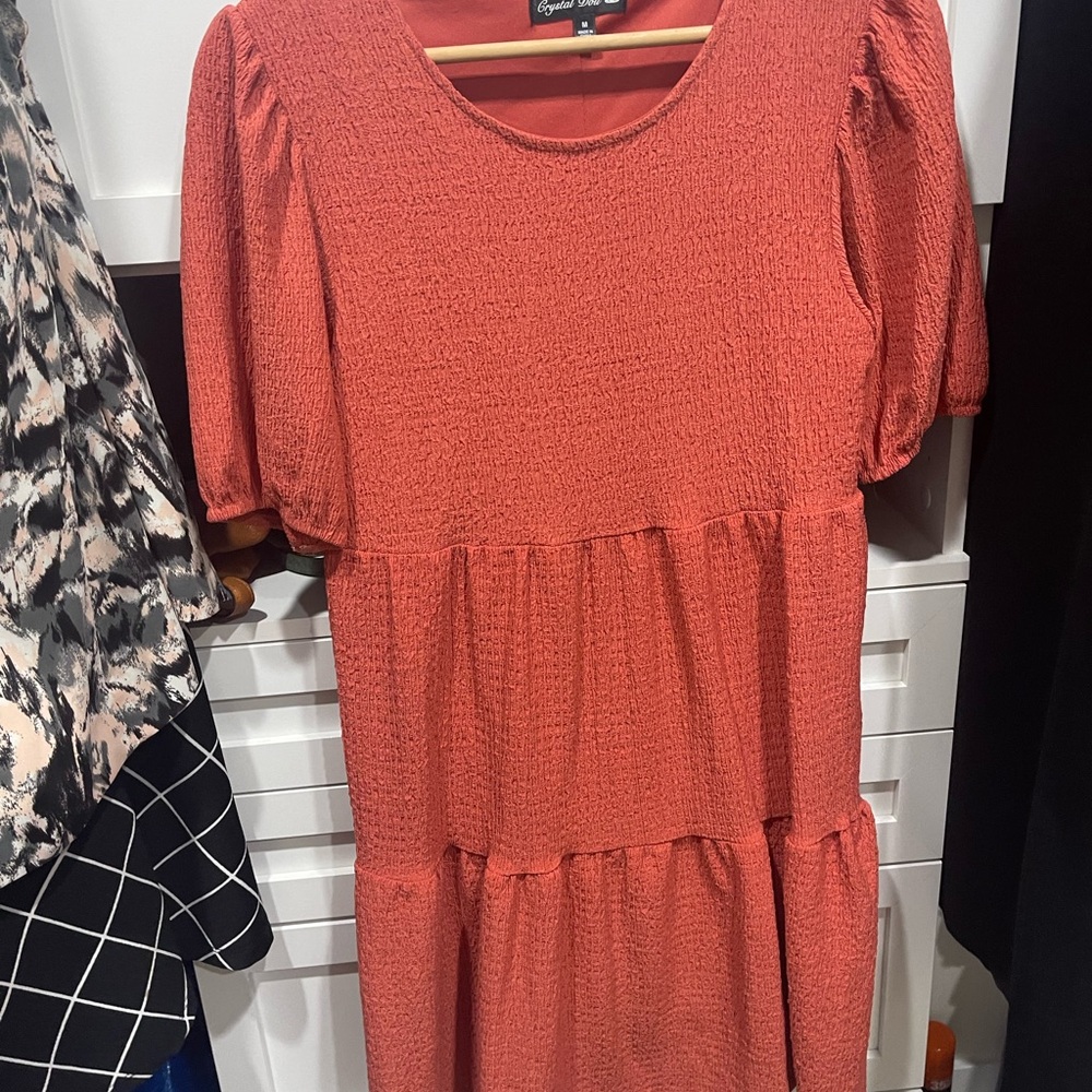 Ginger & Smart Orange Tiered Midi Sundress